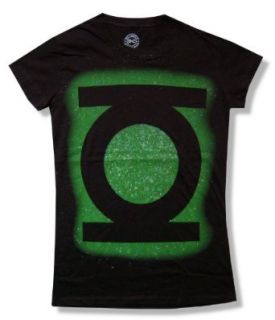 Bioworld Juniors Green Lantern "Glitter Lantern" Black Baby Doll T Shirt: Clothing