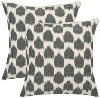 Safavieh Pillow Collection Stone's Throw 18 Inch Decorative Pillows, White and Charcoal Grey, Set of 2  