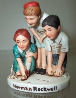 Dave Grossman Norman Rockwell "Marble Shoot Out" Ceramic Figurine : Collectible Figurines : Everything Else