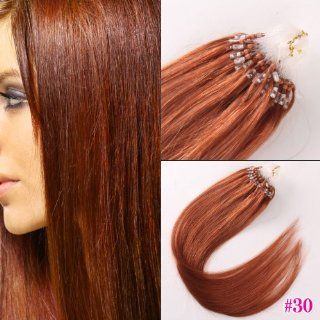 18inch 100% Human Hair Extension 50g Micro Loop Remy Hair #30 Light Auburn : Beauty