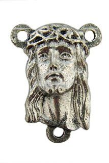 Made in Italy! Catholic Gift Silver Oxidized Metal 3/4" Jesus Christ Crown of Thorns Ecce Homo Rosary Centerpiece Fine Religious Jewelry: Jewelry