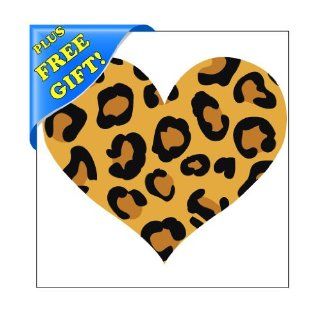 Set of 12   5" Leopard Print Heart Shape   Reusable Wall Decal Stickers   [Easy Peel and Stick, Removable, Repositionable] + with Free Sticky Notepad   Vinyl Decal