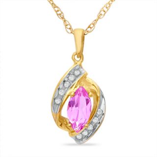 Marquise Pink Topaz and Diamond Accent Pendant in 10K Gold   Zales