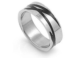 Men's Lightning Ring Classic Polished Stainless Steel Comfort Fit Band New 8mm Size 9: Jewelry
