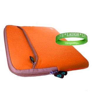 Toshiba Satellite T115D S1120 LED TruBrite 11.6 Inch Laptop (Black) Netbook Sleeve Cover Carrying Case with Added Toshiba Accessories Pocket ** ORANGE ** + Live * Laugh * Love Silicone Wrist Band!!!: Computers & Accessories