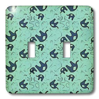 3dRose lsp_48600_2 Double Toggle Switch with Blue Elephants Animals Art   Switch Plates  
