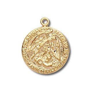 Gold Over Sterling Silver St. Michael the Archangel Medal with 18" Chain in Gift Box. St. Michael the Archangel Is Known for Protection As Well As the Patron of Against Danger At Sea, Against Temptations, Ambulance Drivers, Artists, Bakers, Bankers, B