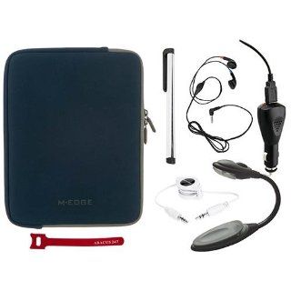 M EDGE Tablet Touring Sleeve Protective Cover Case for Apple iPad 2 Tablet   Navy Blue (Also included: Stylus Pen, Auxiliary Audio Car Cable, LED Book Light, Car Charger, Stereo Earphones, Velcro Tie): MP3 Players & Accessories