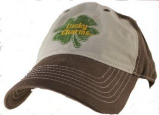 Lucky Charms Distressed Vintage Design Clover Logo Baseball Cap Hat: Clothing