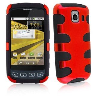 eForCity Snap on Case Compatible with LG Optimus S LS670, Red / Black Fishbone: Cell Phones & Accessories