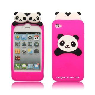 Cute PANDA Soft Silicon Back Case Cover skin for iPhone 4 4G Hot Pink Cell Phones & Accessories
