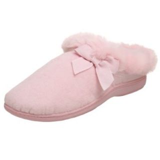 Dearfoams Women's Microfiber Velour Slipper,Petal Pink,7 M: Shoes