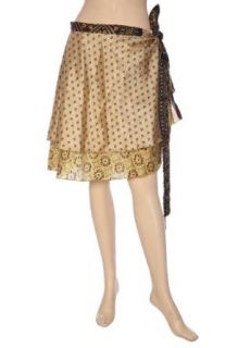 Indian Silk Wrap Around Short Skirt Traditional Printed Work: Clothing