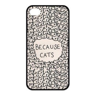 Cool Cup Design, Funny Because Cats Apple Iphone 4or4s Best Case (Black & White) Cell Phones & Accessories