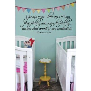 I praise you because Psalm 139:14 36x11 wall decal saying vinyl   Wall Decor Stickers