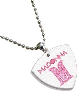 Madonna Chain / Necklace Bass Guitar Pick Both Sides Printed Musical Instruments