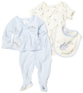 Vitamins Baby Baby boys Newborn Rock A Bye Baby 4 Piece Pant Set, Blue/Ivory, 3 Months: Clothing
