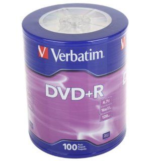 Verbatim 16X DVD+R, 100 pack, Verbatim logo on top: Electronics