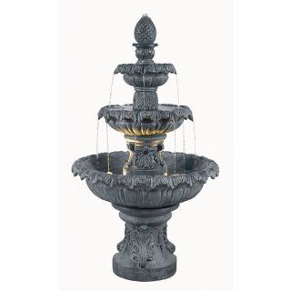 Stylish 3 tier Free standing Outdoor Lighted Water Fountain. Great Bird Bath or Beautiful Fixture for the Yard or Garden. This High Quality Large Floor Fountain Is Comes with the Bulbs. The Lights Create a Nice Ambiance. An Inviting Mediterranean Feel : Pa