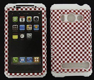 HYBRID IMPACT SILICONE CASE + WHITE SKIN FOR HTC EVO 4G A9292 RED WHITE CHECKERS: Cell Phones & Accessories