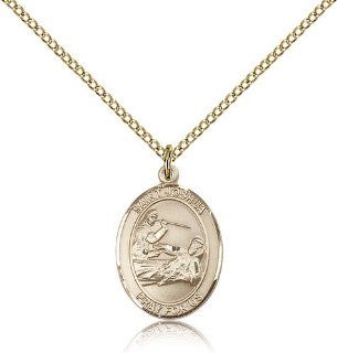 Gold Filled Saint St. Joshua Medal Pendant 3/4 x 1/2 Inches Those Named Joshua 8059  Comes with a Gold Filled Lite Curb Chain Neckace And a Black velvet Box: Jewelry