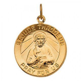 Saint Jude Thaddeus Pendant in 14kt Yellow Gold   Outstanding   Unisex Adult GEMaffair Jewelry