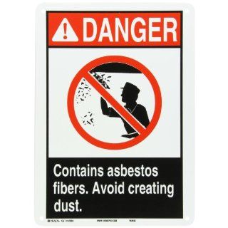 Brady 45084 Plastic ANSI Z535 Safety Sign, 14" X 10", Legend "Contains Asbestos Fibers Avoid Creating Dust (with Picto)": Industrial Warning Signs: Industrial & Scientific