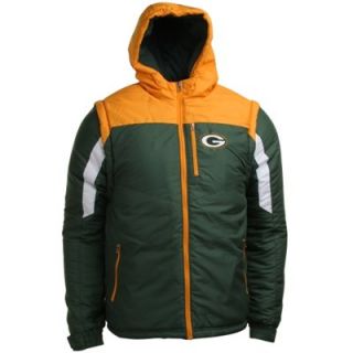 Green Bay Packers Youth Heavyweight Full Zip Hooded Jacket   Green/Gold