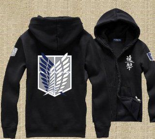 Pixnor Attack on Titan Shingeki No Kyojin Training Corps Survey Corps Cosplay Costumes Thick Woolen Zipper Sweater Hoodie Fleeces Black (Style 1, L/167CM) : Sports & Outdoors
