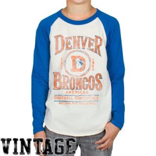 Junk Food Denver Broncos Youth Rookie Raglan T Shirt   Natural/Royal Blue