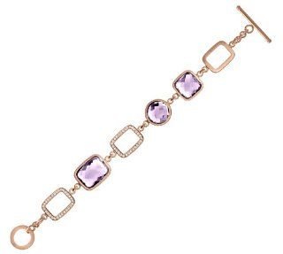 25 Carat ROSE DE FRANCE AMETHYST Bracelet With Three Different Playful Stone Cuts, set with Sparkling Diamond Accents all in Solid 18 Karat Gold (yellow gold): Dreamzdesign: Jewelry