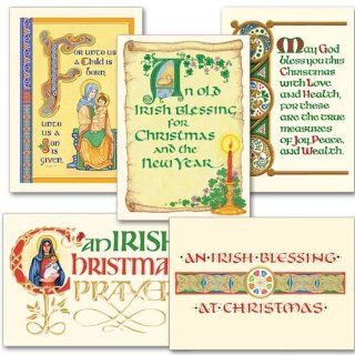 Celtic Christmas Cards Irish Xmas Blessings Collection Assorted 18 with 5 Different: Kitchen & Dining