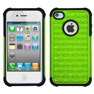 Fits Apple iPhone 4 4S Hard Plastic Snap on Cover Green/Black Luxurious Lattice Dazzling TotalDefense AT&T, Verizon (does NOT fit Apple iPhone or iPhone 3G/3GS or iPhone 5): Cell Phones & Accessories
