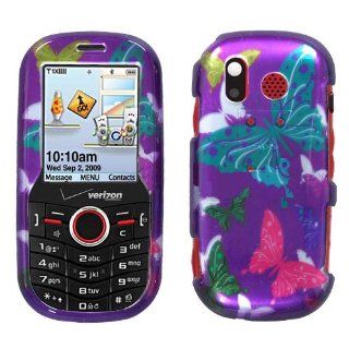 Fits Samsung U450 Intensity Hard Plastic Snap on Cover 2D Silver Butterfly Dot/Purple Verizon (does not fit Samsung u460 Intensity II) Cell Phones & Accessories