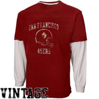 San Francisco 49ers Youth Retro Faux Layer Long Sleeve T Shirt   Scarlet