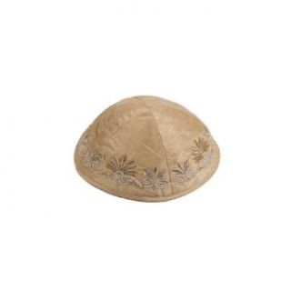 Gold Yair Emanuel Kippah with Date Palm Embroidery: Yair Emanuel: Clothing