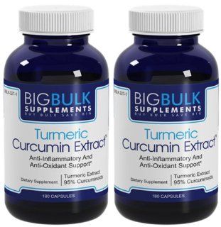 Turmeric Curcumin 95% Curcuminoids Anti Inflammatory Potent Anti Oxidant Support Big Bulk Supplements Turmeric Curcumin 2 Bottles 360 Capsules: Health & Personal Care