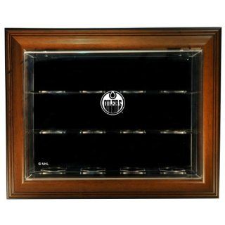 NHL Edmonton Oilers 12 Puck "Case Up" Display Case with Museum Quality UV Upgrade, Brown : Sports Related Display Cases : Sports & Outdoors