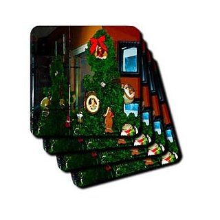 cst_52611_2 Jos Fauxtographee Holiday   A Christmas Tree Done in a Fresco Finish With The Savior Jesus Christ in a Wreath on Top In a Mirror   Coasters   set of 8 Coasters   Soft: Kitchen & Dining