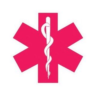 Standard Star of Life Decal With White Border done in Pink   6" h   REFLECTIVE: Everything Else