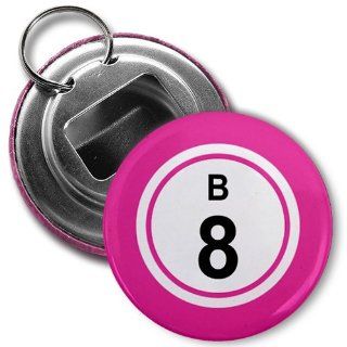 BINGO BALL B8 EIGHT PINK 2.25 inch Button Style Bottle Opener with Key Ring : Everything Else