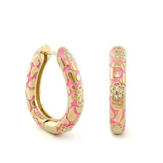 Lauren G Adams Flowers by Orly Gold Earrings with Pink Enamel: Jewelry