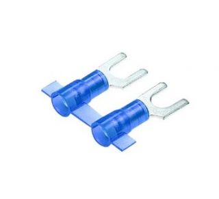 Panduit PMNF2 5F 3K Reel Smart System Metric Fork Terminals, Nylon Insulated, Funnel Entry, 1.5   2.5mm Wire Range, Blue, M5 Stud Size, 4.1mm Max Insulation, 8.6mm Width, 6.4mm Center Hole Diameter, 21.9mm Length (3000 Pieces Per Reel): Industrial & Sc