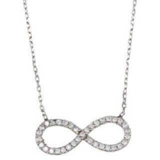 Sterling Silver 925 Cubic Zirconia CZ Figure Eight Infinity Pendant Necklace 18 Inches: Jewelry