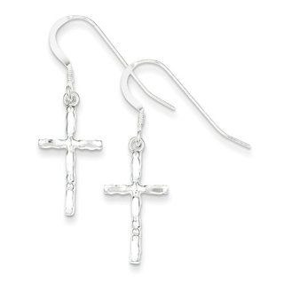 Sterling Silver Polished Cross Earrings, Best Quality Free Gift Box Satisfaction Guaranteed Dangle Earrings Jewelry