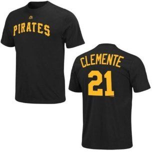 Pittsburgh Pirates Roberto Clemente Black Name and Number T Shirt  Football Apparel  Sports & Outdoors
