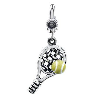 Sterling Silver Tennis Ball & Racket Charm Dangle: Jewelry