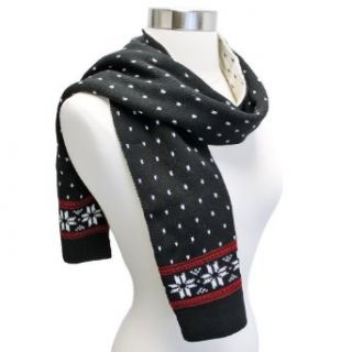 Luxury Divas Black White Red Wool Knit Winter Snowflake Print Reversible Scarf at  Womens Clothing store