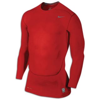 Nike Pro Combat Core Compression L/S Top 2.0   Mens   Training   Clothing   Gym Red/Cool Grey