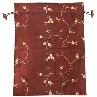 Wrapables Beautiful Embroidered Silk Travel Bag for Lingerie and Shoes, Burgundy  